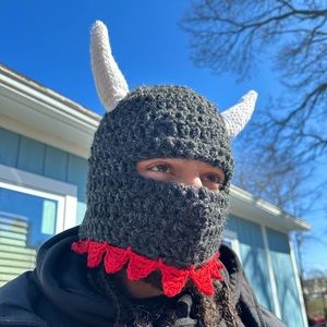 Crochet ski mask with my new bull design